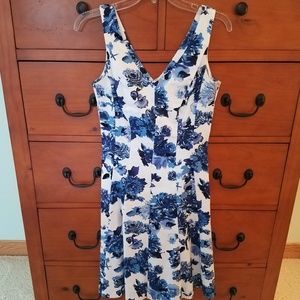 Chaps Blue and White Floral Dress